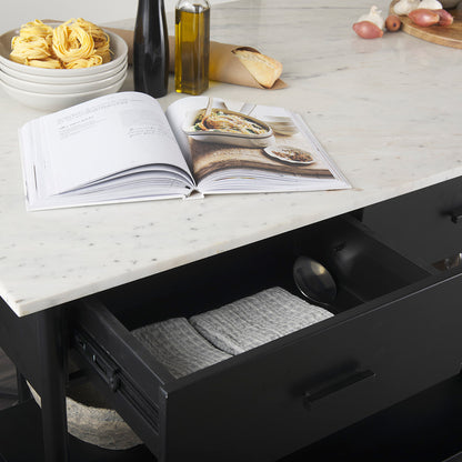 Mercana - Amika White Marble Top Black Metal Base Kitchen Island - 69936-AB view 14