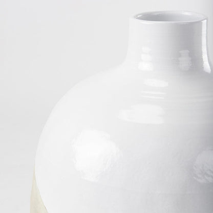 Mercana - Amos 18.5L x 18.5W x 24.4H White and Dark Beige Color Blocked Ceramic Floor Vase - 69795 view 6