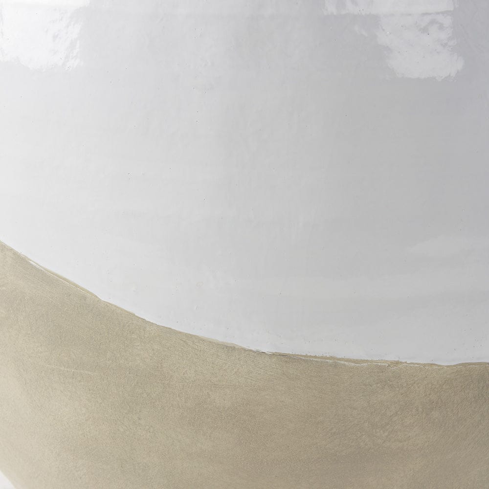 Mercana - Amos 18.5L x 18.5W x 24.4H White and Dark Beige Color Blocked Ceramic Floor Vase - 69795 view 7