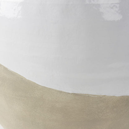 Mercana - Amos 18.5L x 18.5W x 24.4H White and Dark Beige Color Blocked Ceramic Floor Vase - 69795 view 7