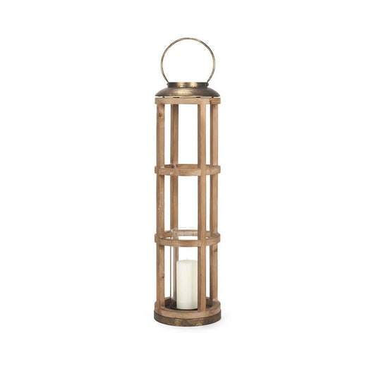 Mercana - Andy I Large Natural Wood Cylindrical Lantern - 68441_CLOSEOUT view 1