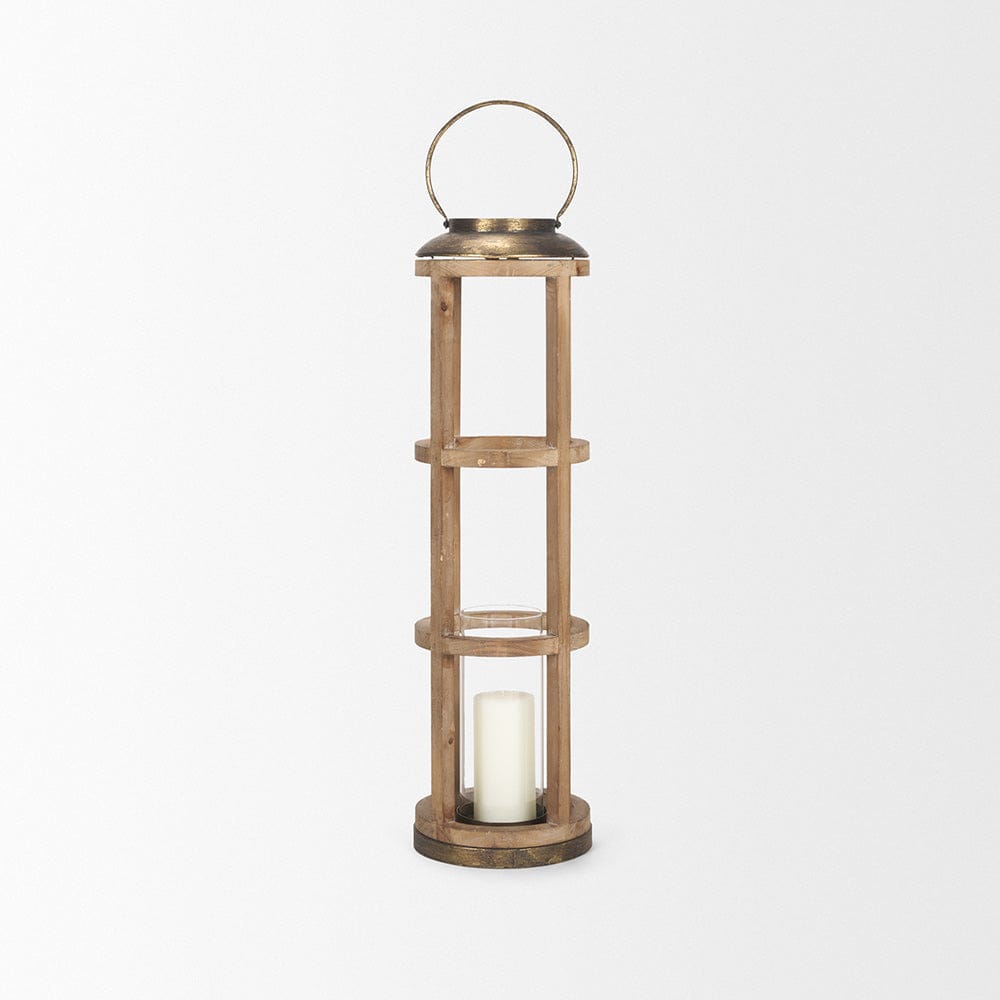 Mercana - Andy I Large Natural Wood Cylindrical Lantern - 68441_CLOSEOUT view 2