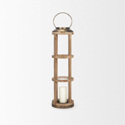 Mercana - Andy I Large Natural Wood Cylindrical Lantern - 68441_CLOSEOUT view 2