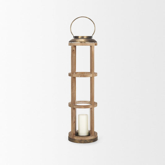 Mercana - Andy I Large Natural Wood Cylindrical Lantern - 68441_CLOSEOUT view 2
