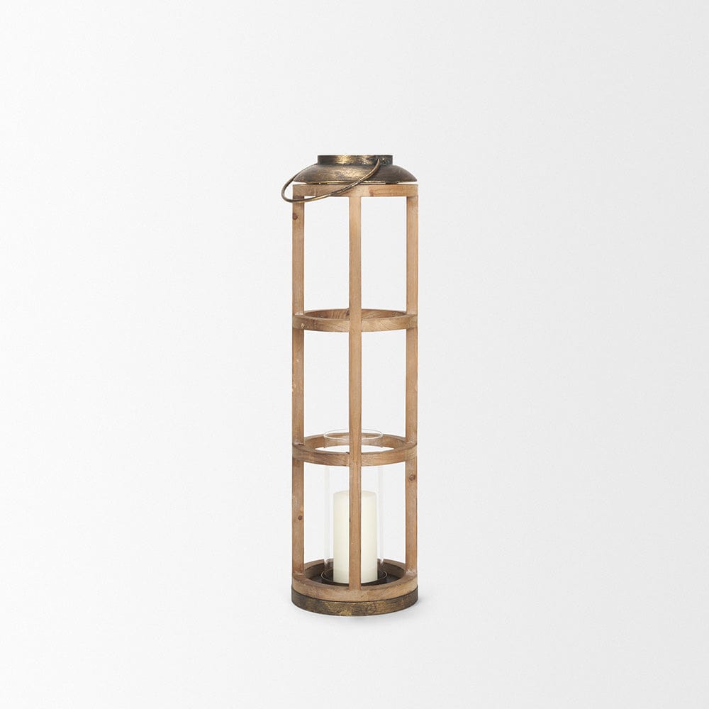 Mercana - Andy I Large Natural Wood Cylindrical Lantern - 68441_CLOSEOUT view 3