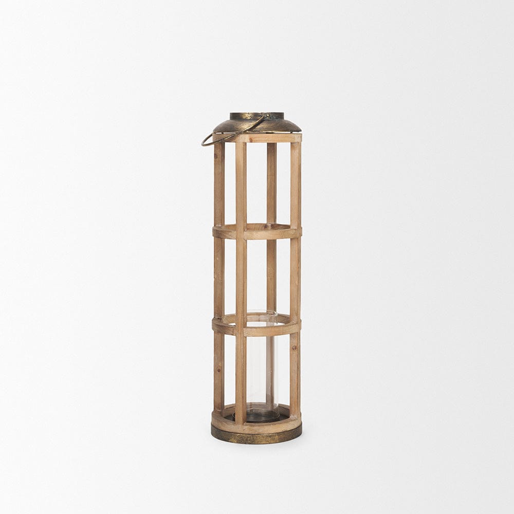 Mercana - Andy I Large Natural Wood Cylindrical Lantern - 68441_CLOSEOUT view 4