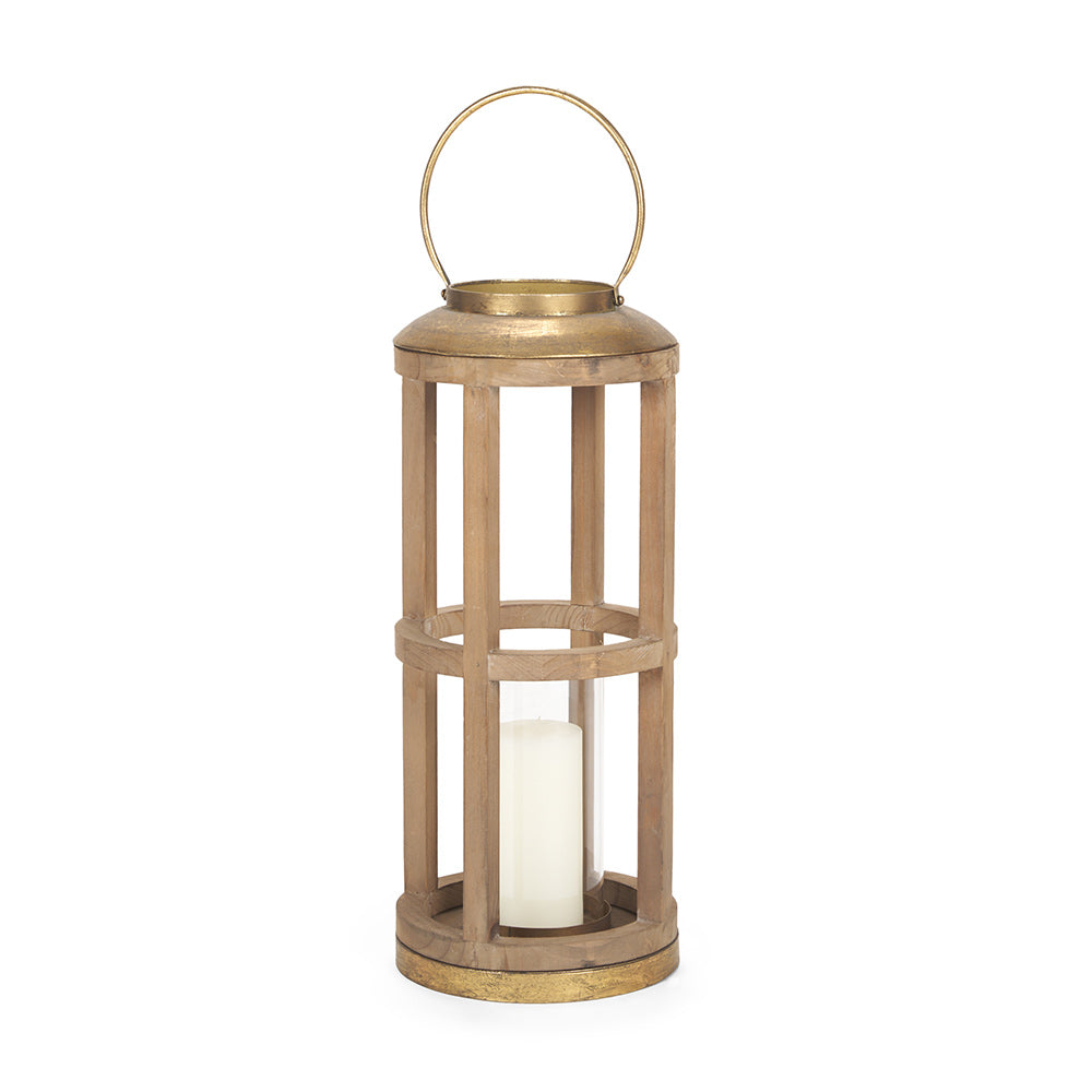 Mercana - Andy II Small Natural Wood Cylindrical Lantern - 68442_CLOSEOUT view 1