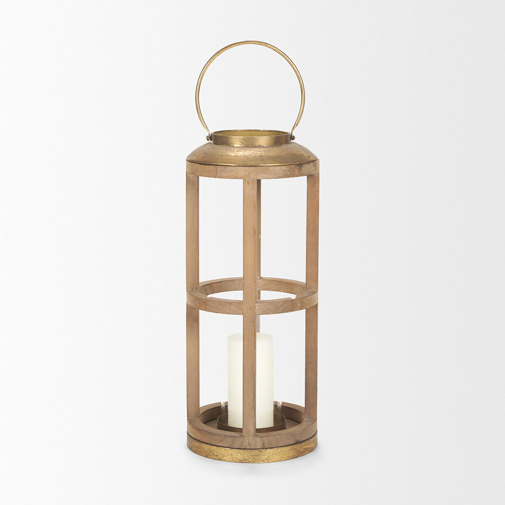 Mercana - Andy II Small Natural Wood Cylindrical Lantern - 68442_CLOSEOUT view 2