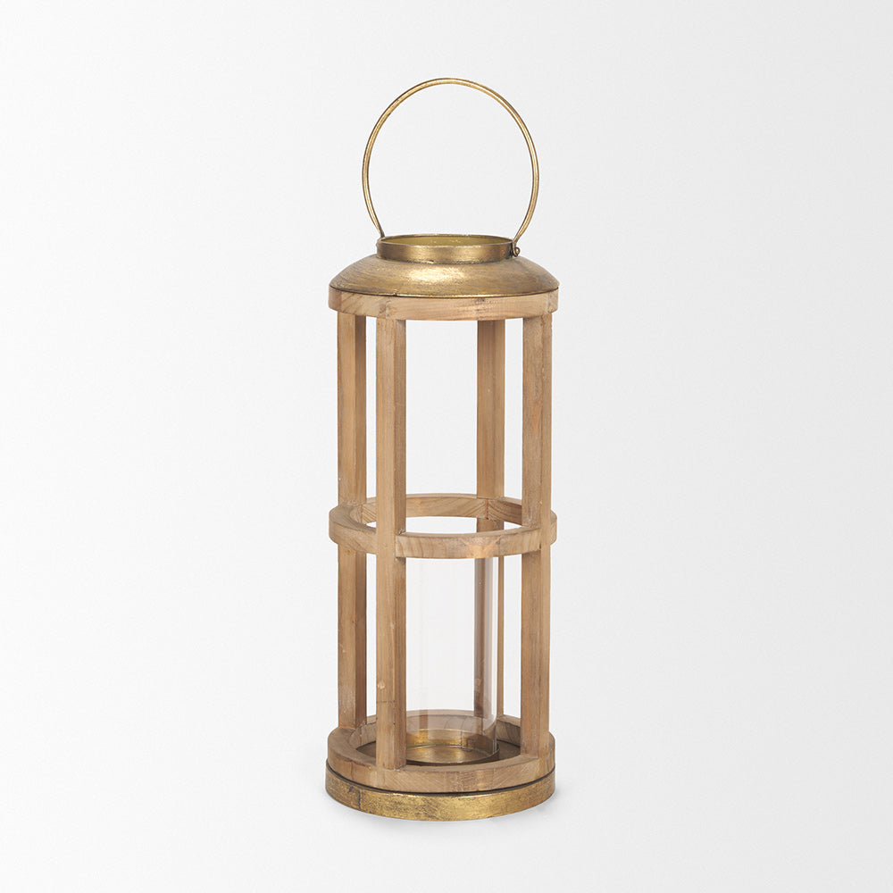 Mercana - Andy II Small Natural Wood Cylindrical Lantern - 68442_CLOSEOUT view 4