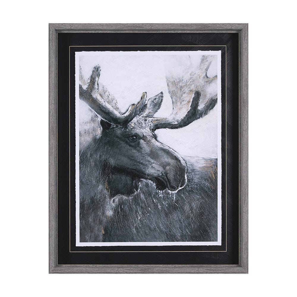 Mercana - Animal Portrait I Moose by Mercana Studio Hand Embellished Framed Art Print Matted under Glass - 14349 view 1