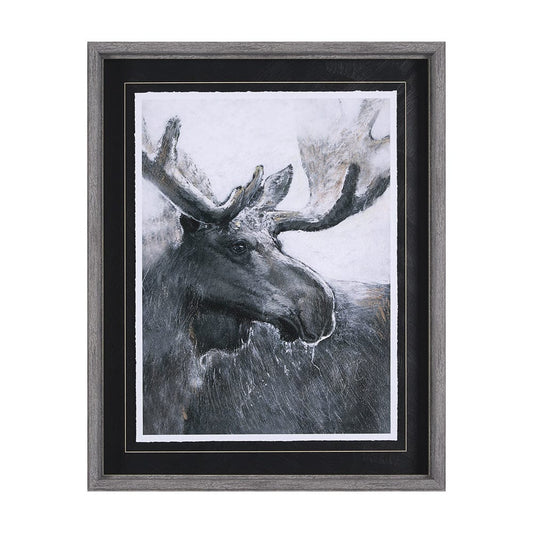 Mercana - Animal Portrait I Moose by Mercana Studio Hand Embellished Framed Art Print Matted under Glass - 14349 view 1