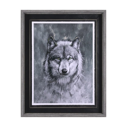 Mercana - Animal Portrait II Wolf by Mercana Studio Hand Embellished Framed Art Print Matted under Glass - 14350 view 1