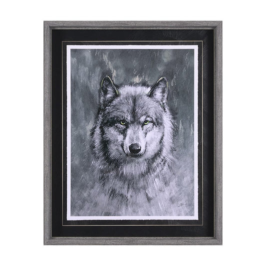 Mercana - Animal Portrait II Wolf by Mercana Studio Hand Embellished Framed Art Print Matted under Glass - 14350 view 1