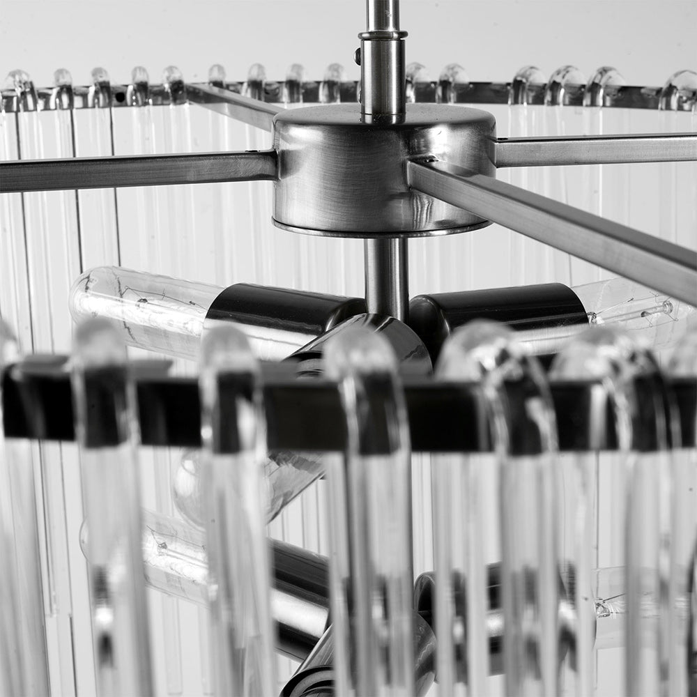 Mercana - Anna 26"x14" Hanging Gun-Metal w/ Clear Glass Rods Six Bulb Chandelier - 67140 view 3