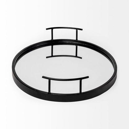 Mercana - Ansel 20L x 14W Black Metal Mirrored Bottom Oval Serving Tray - 68984 view 3