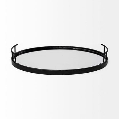 Mercana - Ansel 20L x 14W Black Metal Mirrored Bottom Oval Serving Tray - 68984 view 4