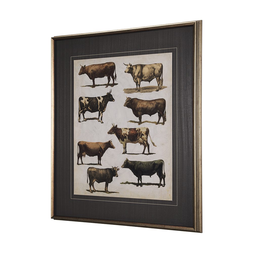Mercana - Antique Cow Chart by Mercana Studio a Framed Art Print Matted under Glass - 10408 view 2