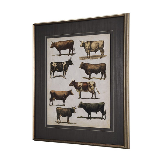 Mercana - Antique Cow Chart by Mercana Studio a Framed Art Print Matted under Glass - 10408 view 2
