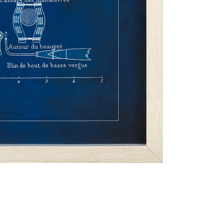 Mercana - Antique Ship Blueprint IV by Vision Studio Hand Embelished Framed Art Print Matted under Glass - 8804 view 3