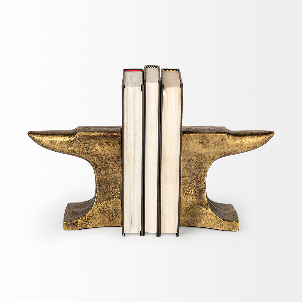Mercana - Anvilia 12L x 3W Gold Anvil Shaped Bookends (Set of 2) - 69072_CLOSEOUT view 2