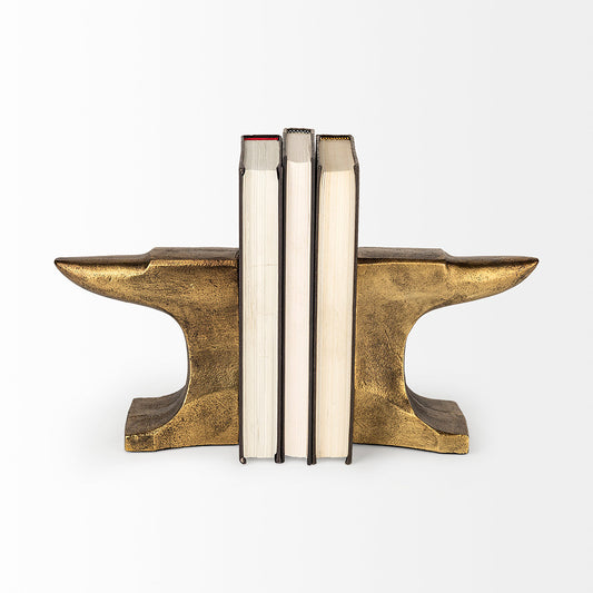Mercana - Anvilia 12L x 3W Gold Anvil Shaped Bookends (Set of 2) - 69072_CLOSEOUT view 2