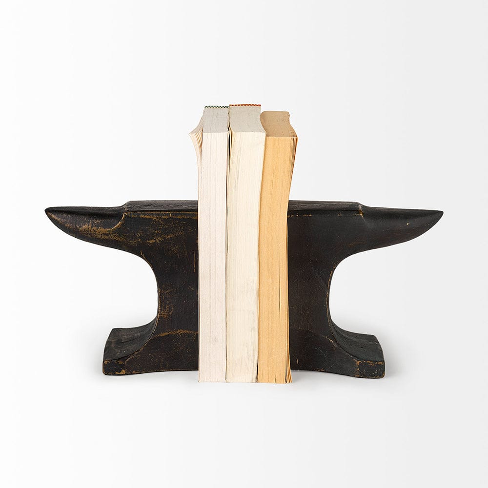 Mercana - Anvilia 12L x 4W Black With Gold Accents Anvil Shaped Bookends (Set of 2) - 69073 view 2