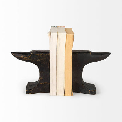 Mercana - Anvilia 12L x 4W Black With Gold Accents Anvil Shaped Bookends (Set of 2) - 69073 view 2
