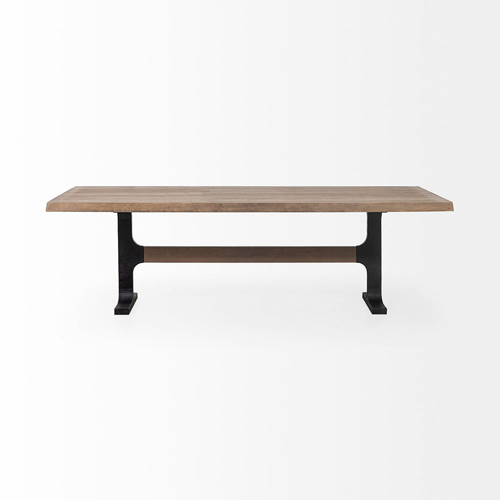 Mercana - Araxi 95L x 41W x 30H Rectangular Brown Solid Wood Top Black Metal Base Dining Table - 68230-AB view 6