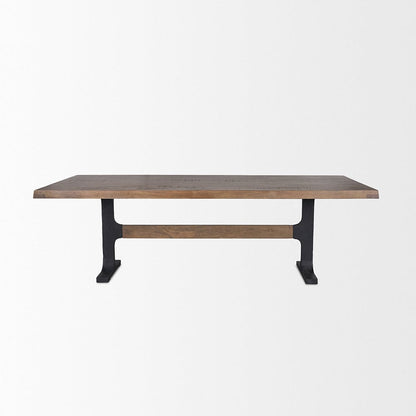 Mercana - Araxi Rectangular Dark Brown Wood w/ Black Metal Base Dining Table - 70569-AB view 2