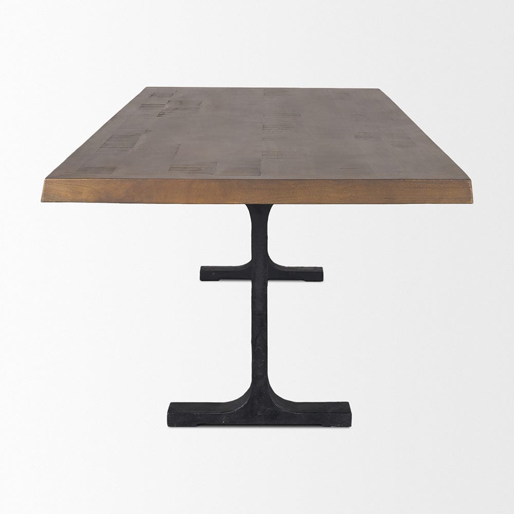 Mercana - Araxi Rectangular Dark Brown Wood w/ Black Metal Base Dining Table - 70569-AB view 3