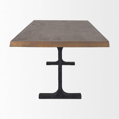 Mercana - Araxi Rectangular Dark Brown Wood w/ Black Metal Base Dining Table - 70569-AB view 3