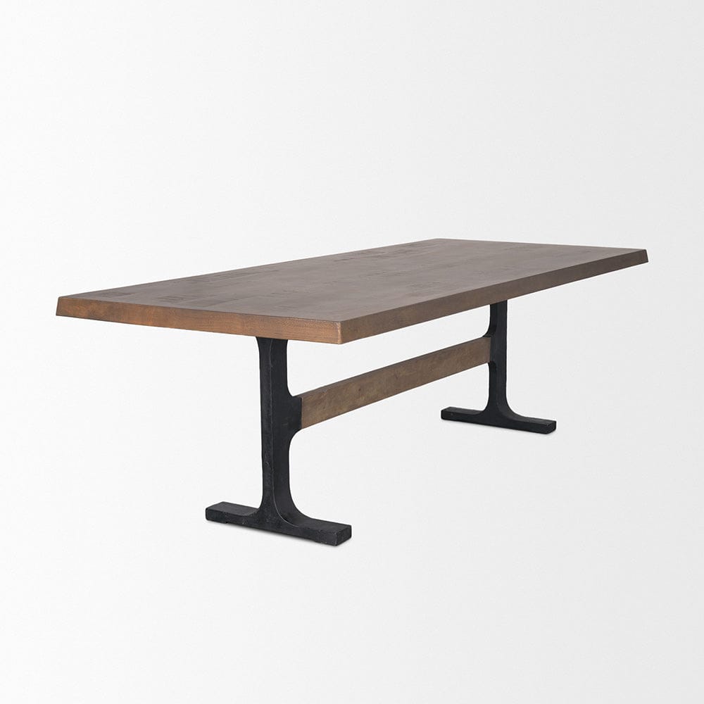 Mercana - Araxi Rectangular Dark Brown Wood w/ Black Metal Base Dining Table - 70569-AB view 4