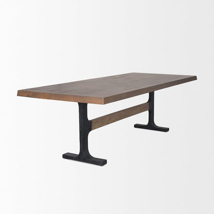 Mercana - Araxi Rectangular Dark Brown Wood w/ Black Metal Base Dining Table - 70569-AB view 4