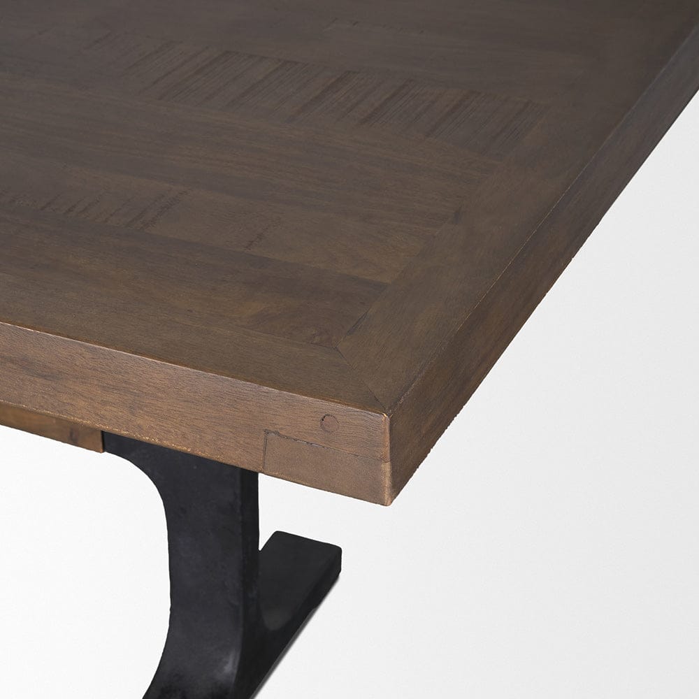 Mercana - Araxi Rectangular Dark Brown Wood w/ Black Metal Base Dining Table - 70569-AB view 5