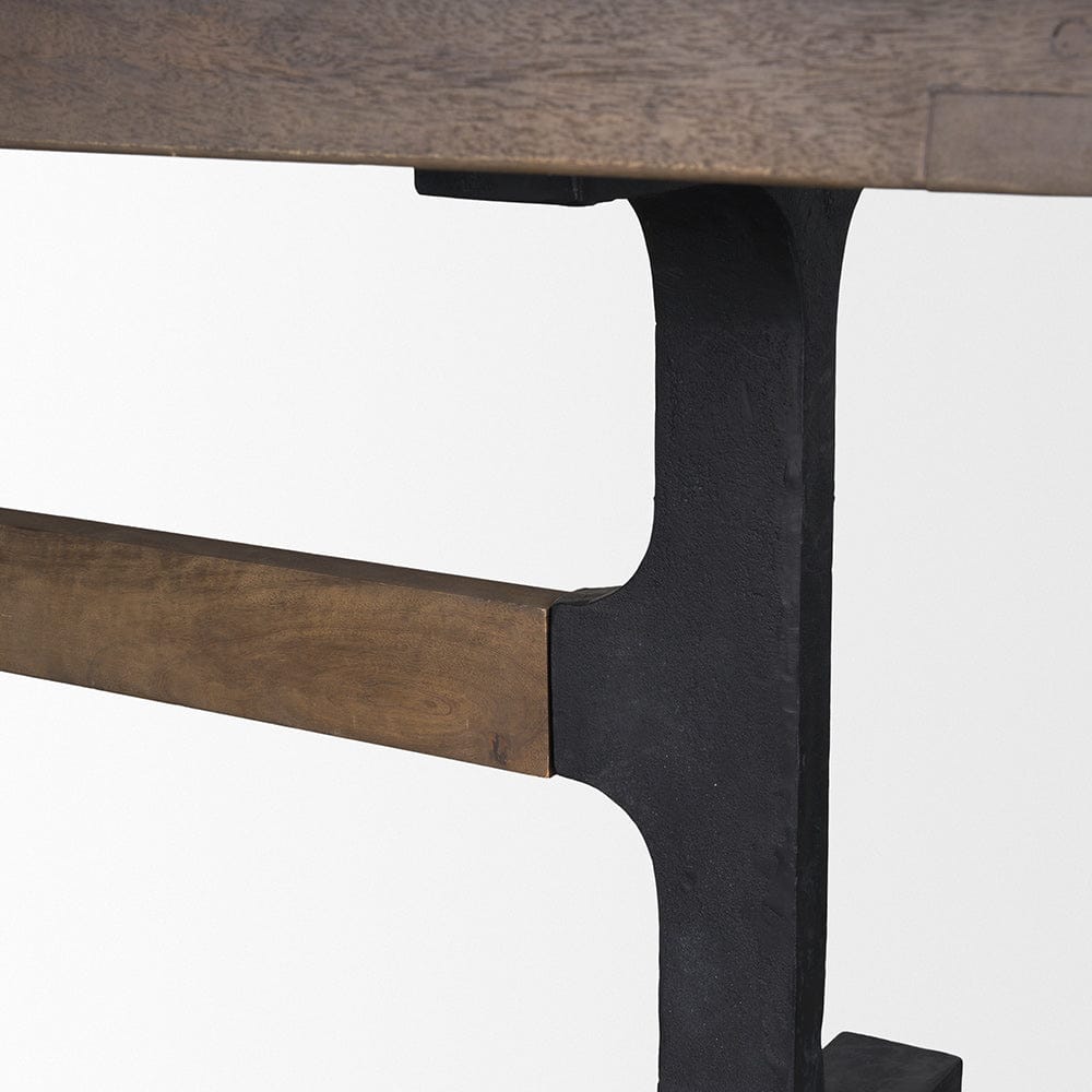 Mercana - Araxi Rectangular Dark Brown Wood w/ Black Metal Base Dining Table - 70569-AB view 6
