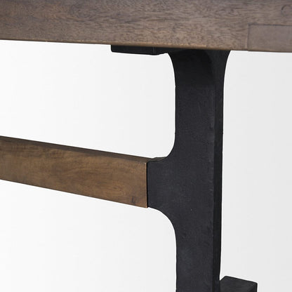 Mercana - Araxi Rectangular Dark Brown Wood w/ Black Metal Base Dining Table - 70569-AB view 6