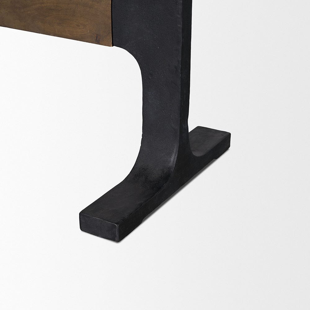 Mercana - Araxi Rectangular Dark Brown Wood w/ Black Metal Base Dining Table - 70569-AB view 7