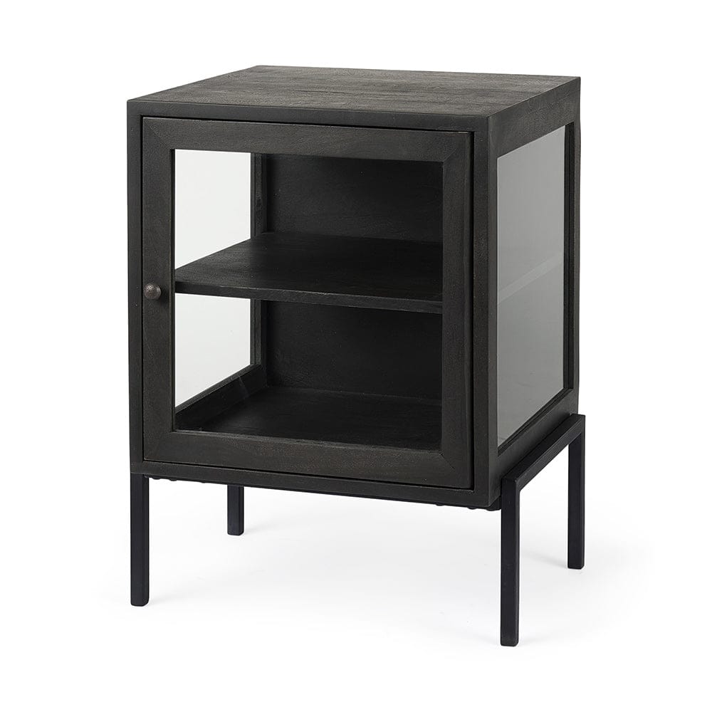 Mercana - Arelius 20L x 18W x 26H Black-Brown Wood W/ Black Metal Frame End/Side Table - 69207 view 1