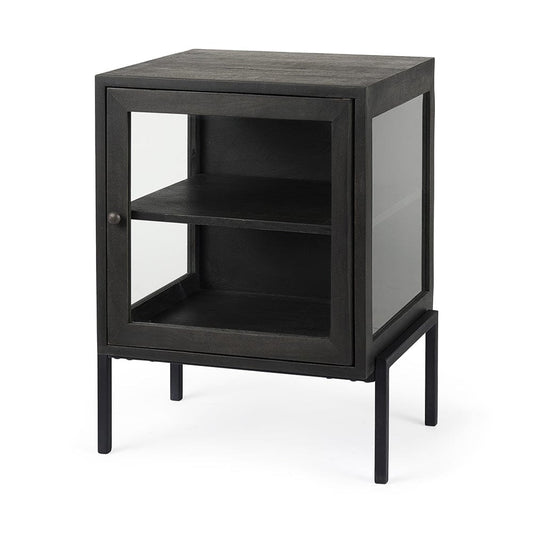 Mercana - Arelius 20L x 18W x 26H Black-Brown Wood W/ Black Metal Frame End/Side Table - 69207 view 1