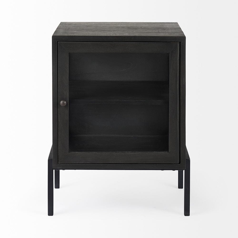 Mercana - Arelius 20L x 18W x 26H Black-Brown Wood W/ Black Metal Frame End/Side Table - 69207 view 2