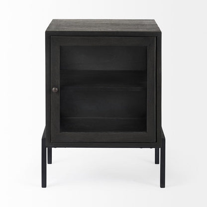 Mercana - Arelius 20L x 18W x 26H Black-Brown Wood W/ Black Metal Frame End/Side Table - 69207 view 2