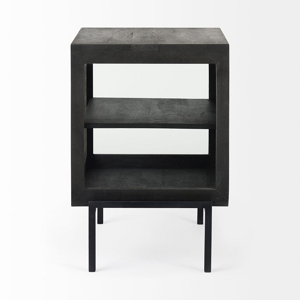 Mercana - Arelius 20L x 18W x 26H Black-Brown Wood W/ Black Metal Frame End/Side Table - 69207 view 3