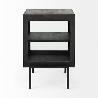 Mercana - Arelius 20L x 18W x 26H Black-Brown Wood W/ Black Metal Frame End/Side Table - 69207 view 3
