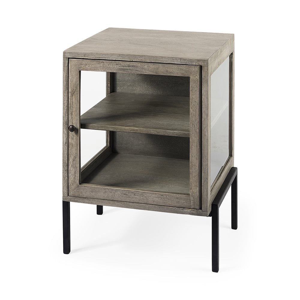 Mercana - Arelius 20L x 18W x 26H Gray Wood W/ Black Metal Frame End/Side Table - 69303_CLOSEOUT view 1