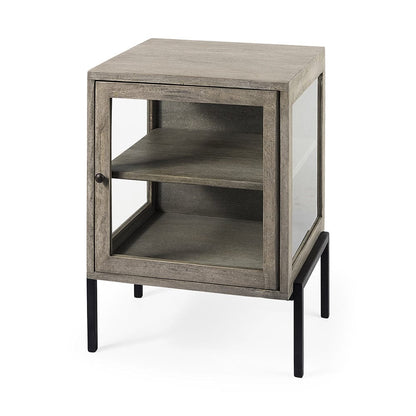Mercana - Arelius 20L x 18W x 26H Gray Wood W/ Black Metal Frame End/Side Table - 69303_CLOSEOUT view 1