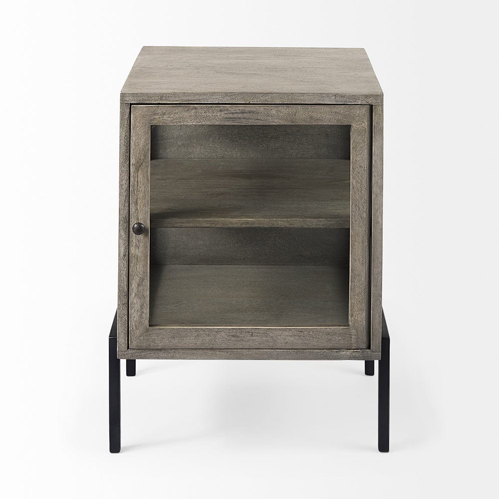 Mercana - Arelius 20L x 18W x 26H Gray Wood W/ Black Metal Frame End/Side Table - 69303_CLOSEOUT view 3