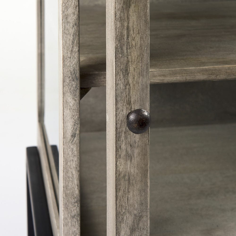 Mercana - Arelius 20L x 18W x 26H Gray Wood W/ Black Metal Frame End/Side Table - 69303_CLOSEOUT view 6