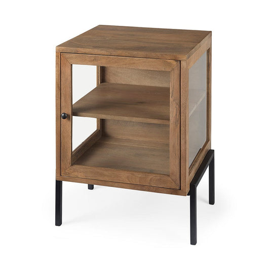 Mercana - Arelius 20L x 18W x 26H Light Brown Wood W/ Black Metal Frame End/Side Table - 69206 view 1