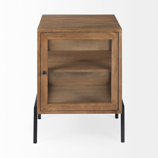 Mercana - Arelius 20L x 18W x 26H Light Brown Wood W/ Black Metal Frame End/Side Table - 69206 view 2