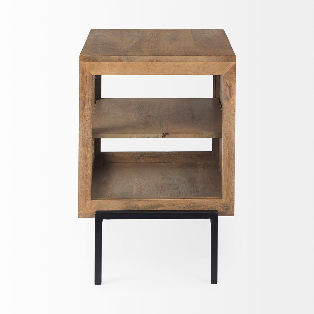 Mercana - Arelius 20L x 18W x 26H Light Brown Wood W/ Black Metal Frame End/Side Table - 69206 view 3